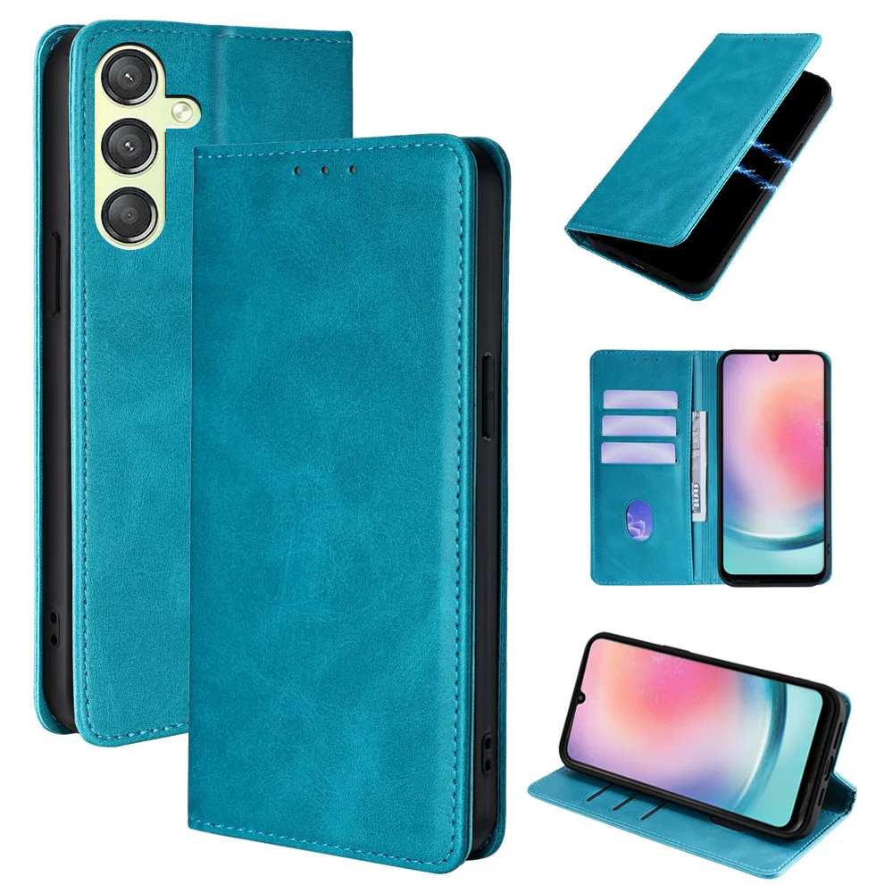 Vintage Flip Leather Wallet Case – Elegant Soft Cover with Holder