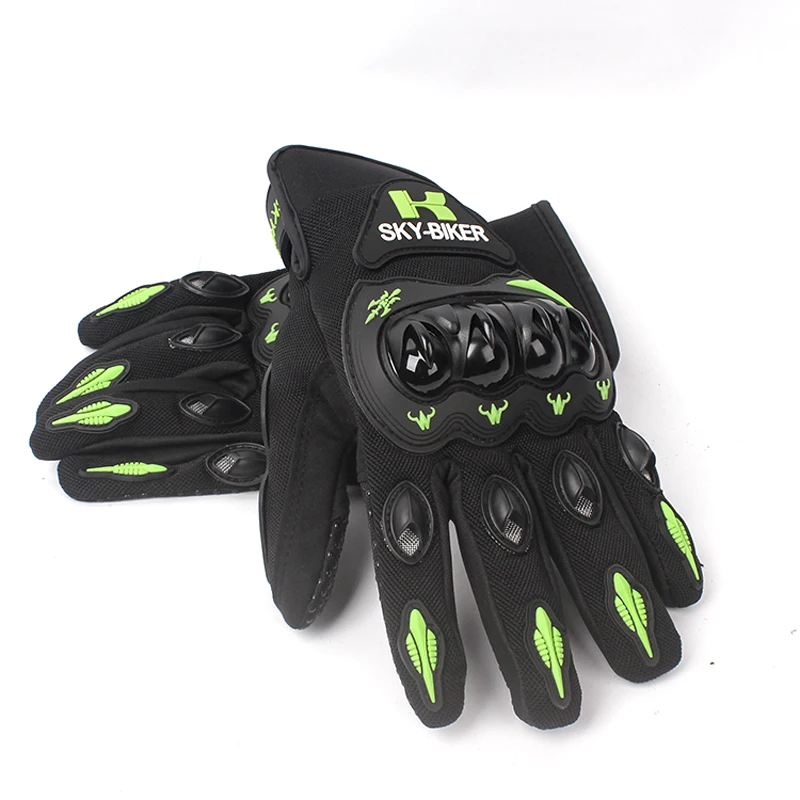EXCEREY Skeleton Motorcycle Gloves - Full Finger Off-Road Racing Gloves (Black)