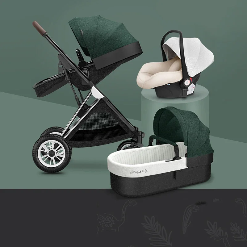 Baby Stroller 3 In1 Travel Folding Car Seat Pram