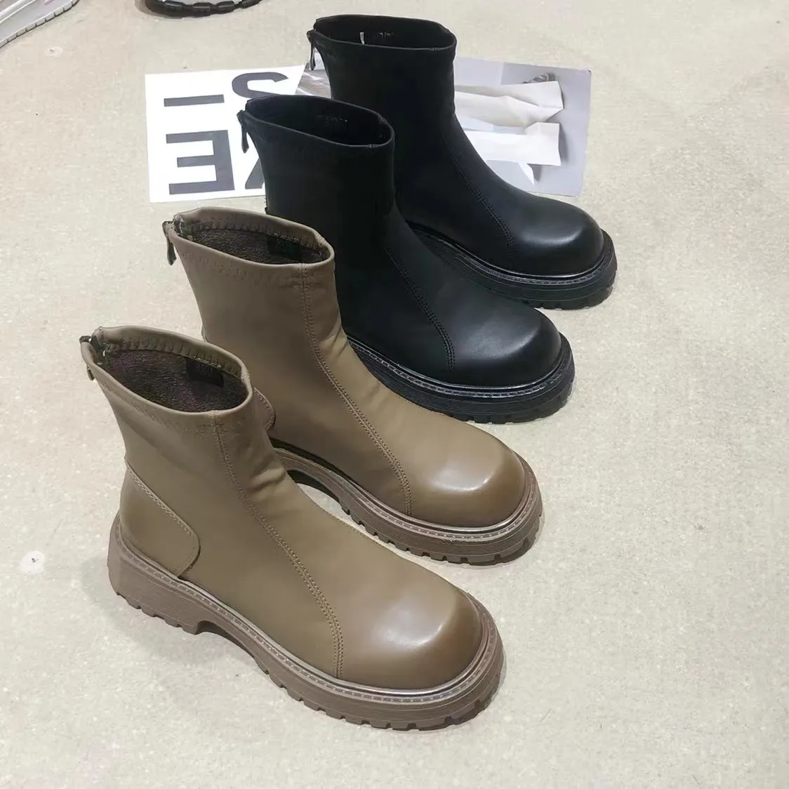 Women Ankle Boots Thick Heels Mature Fashion Concise Genuine Leather Shoes Woman Working Outdoor Casual New Luxury Brand Woman