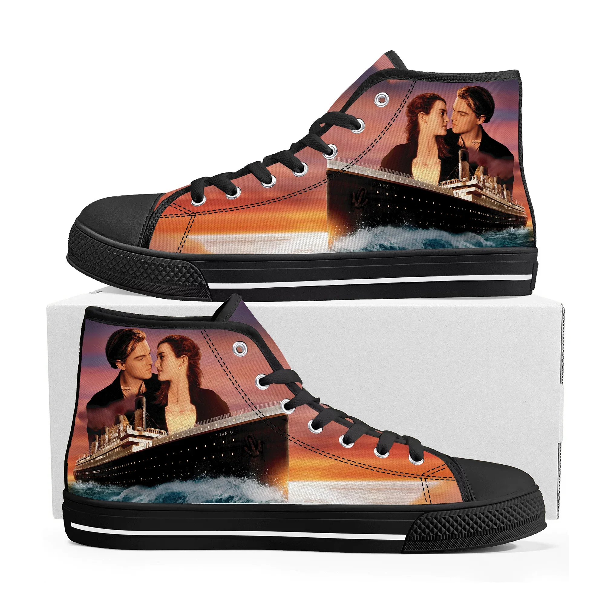 titanic classic movie High Top High Quality Sneakers Mens Womens Teenager Canvas Sneaker Casual Custom Made Shoes Customize Shoe
