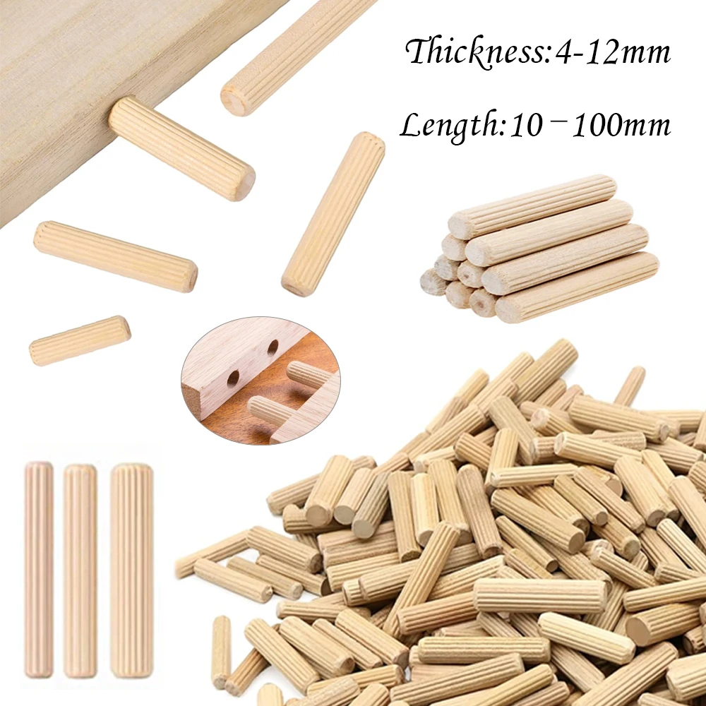 100/50개 목공용 다웰 핀 세트 가구 부속품 다웰 핀 원형 홈이 있는 나무 캐비..