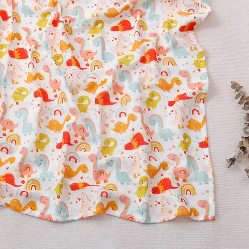 Elinfant Cute Soft Print Baby Towel Wrap 120x110cm Bamboo Cotton Baby Muslin Swaddle Blanket - Image 31