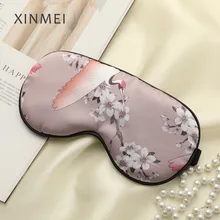 

100% Silk Sleeping Mask Eye Patches Smooth Satin Masks for Sleep Bandage Eyes Mask Chinese Style Printing Crane Flowers Birds