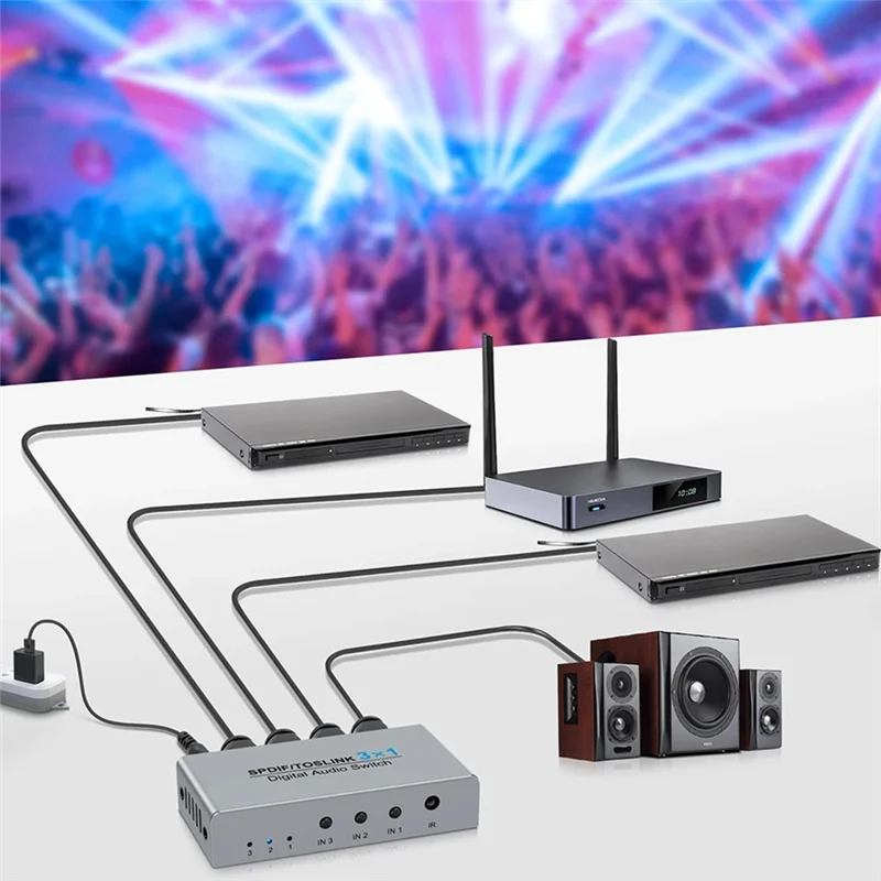 3 포트 Toslink 스위칭 디지털 광 오디오 스위처 3X1 IR 원격 제어 알루미늄 SPDIF 스위처 쉬운 설치 미국 플러그
