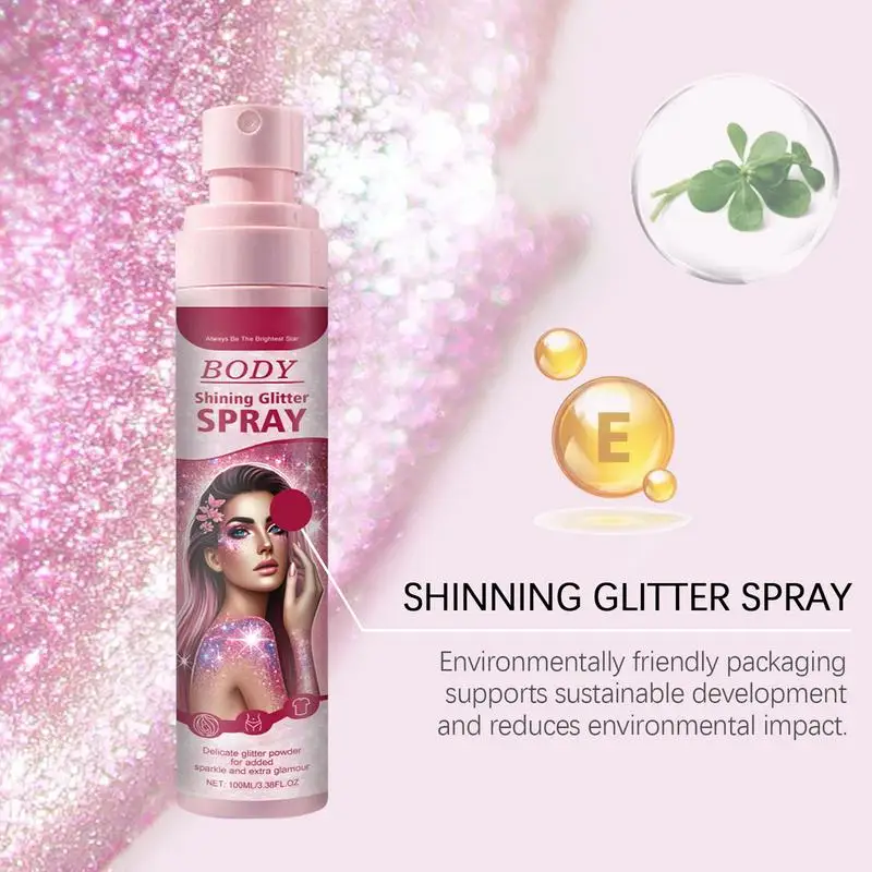 Shimmery Spray Shiny Glitter Spray Hair Shimmery Glitter Spray Hair And Body Washable Temporary Hair Body Glitter Color Spray 3