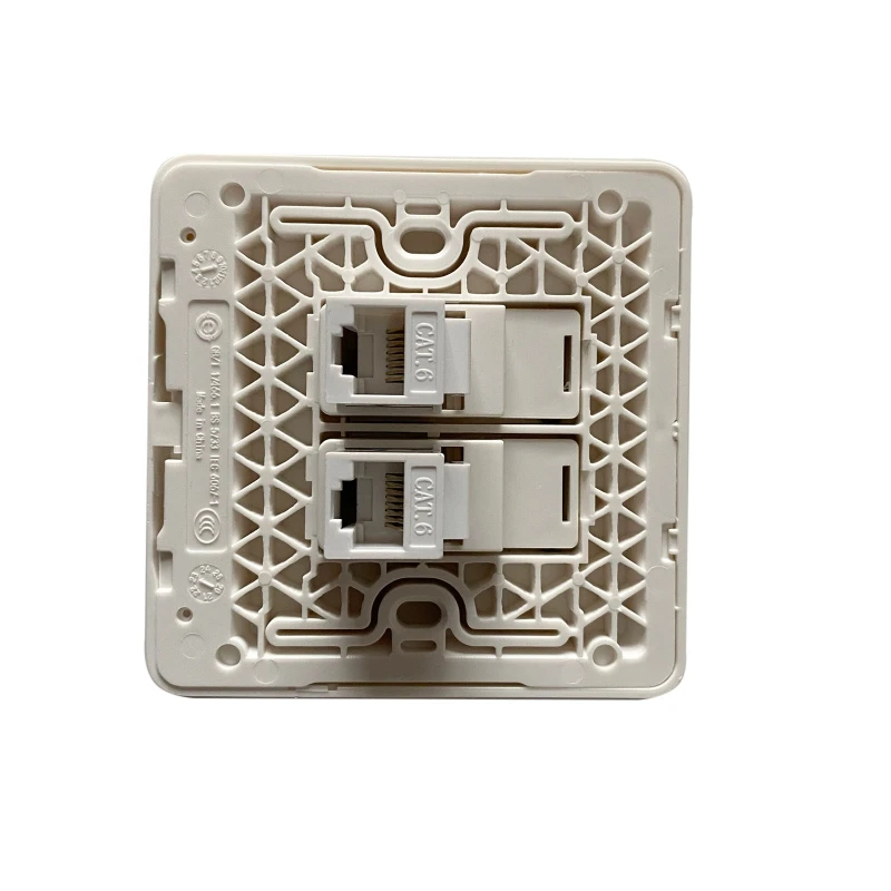 86x86mm Female To Female CAT6 Gigabit Dual-Pass Network Wall Plug RJ45 Cat6 LAN Faceplate Internet Straight Plug Outlet