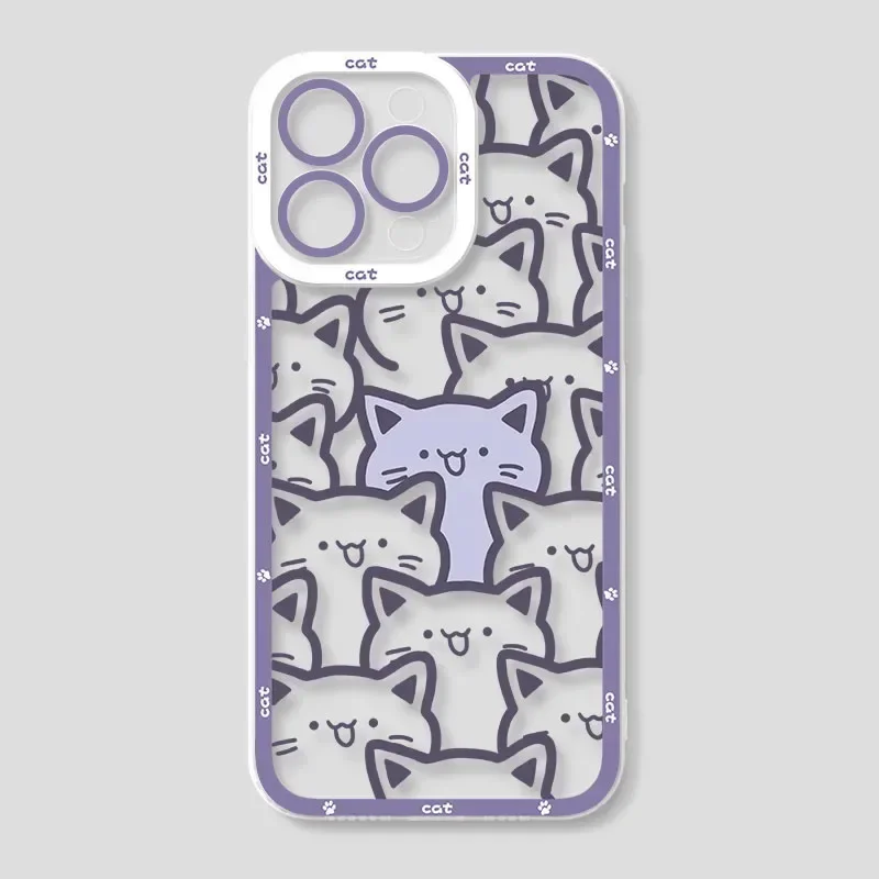 Cute Cartoon Cat Couple Phone Case for iPhone 17 16 15 14 thumbnail 7