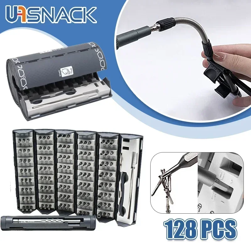 

128 Pcs Precision Screwdriver Set Phone Laptop Maintenance and Disassembly Tool Reel Storage Portable Household Screwdriver Set