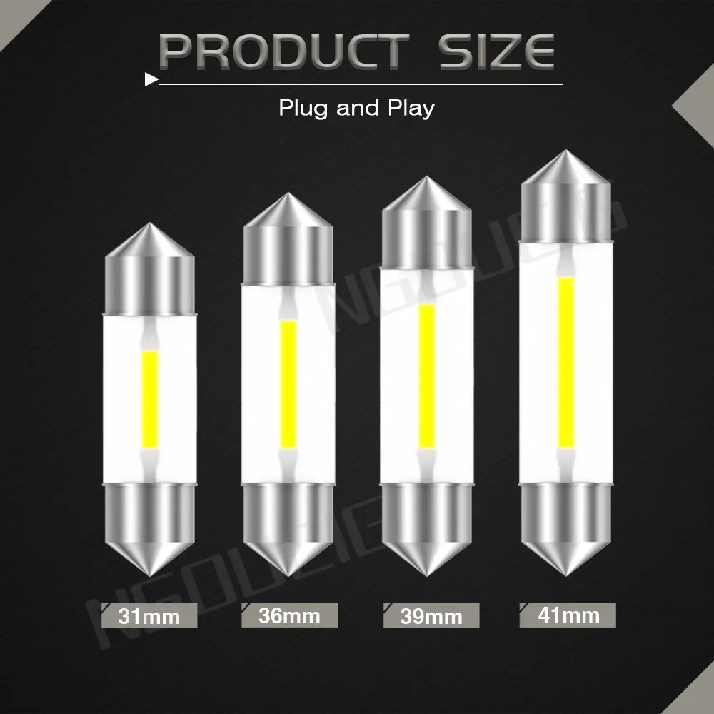 NGOUCIG 1x C10W 31mm Festoon Led 36mm 39mm 41mm SV8.5 Bulb Dome C5W Door Trunk Reading Makeup Signal Lamp Car 12V Interior Light
