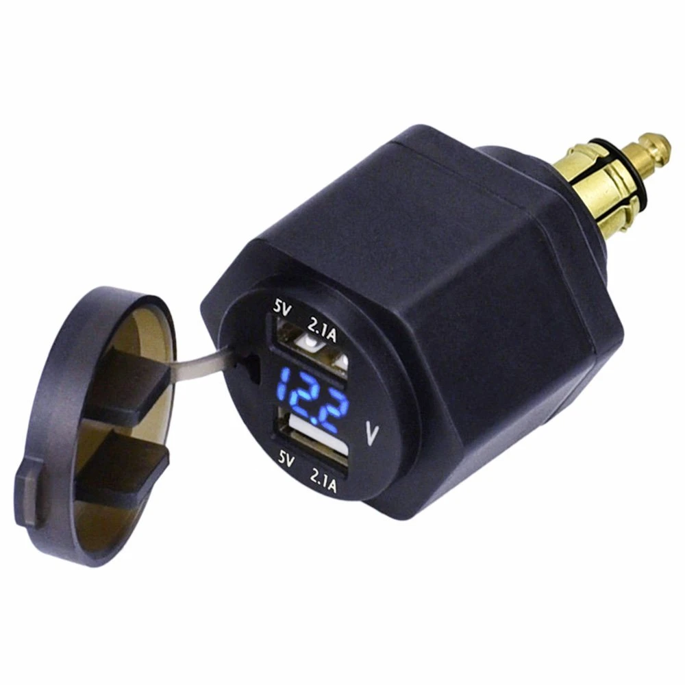 For Din Hella Powerlet Plug To Dual Usb Charger Adapter Voltmeter For Hella Din Bmw Motorcycle