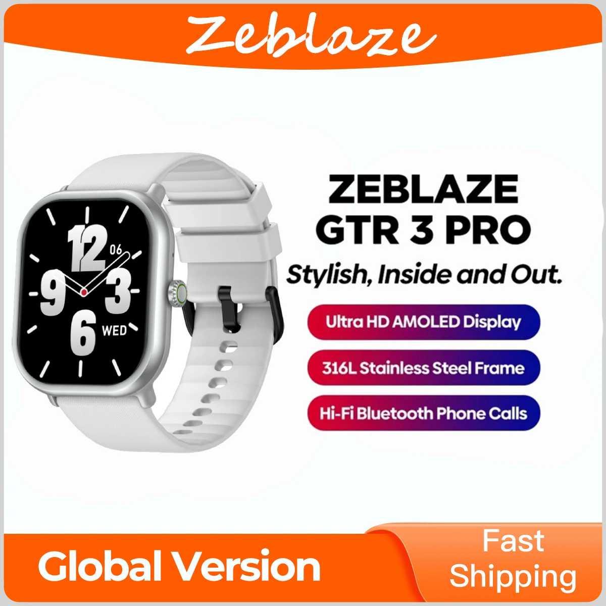 

Zeblaze GTS 3 Pro Ultra-big HD 415*505pixels AMOLED Screen HiFi Bluetooth Phone Calls Health and Fitness Tracking Smart Watch