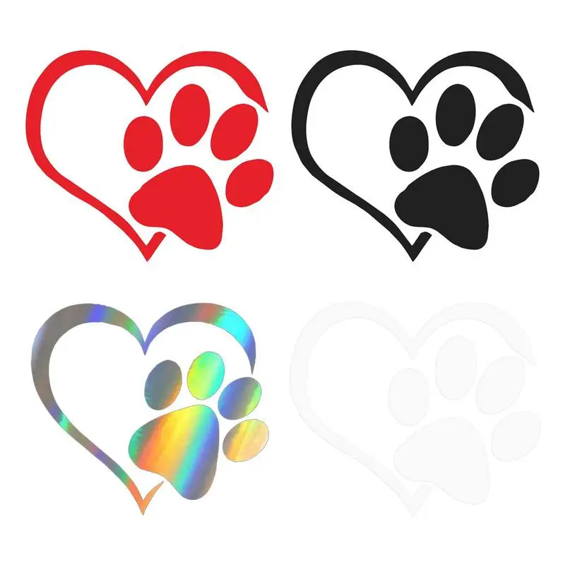 

1Pcs Dog Paw Peach Heart Car Sticker Cartoon Animal Adopt Dog Cat Love Pet Car Decal 3D Animal Dog Foot Prints Footprint Decals