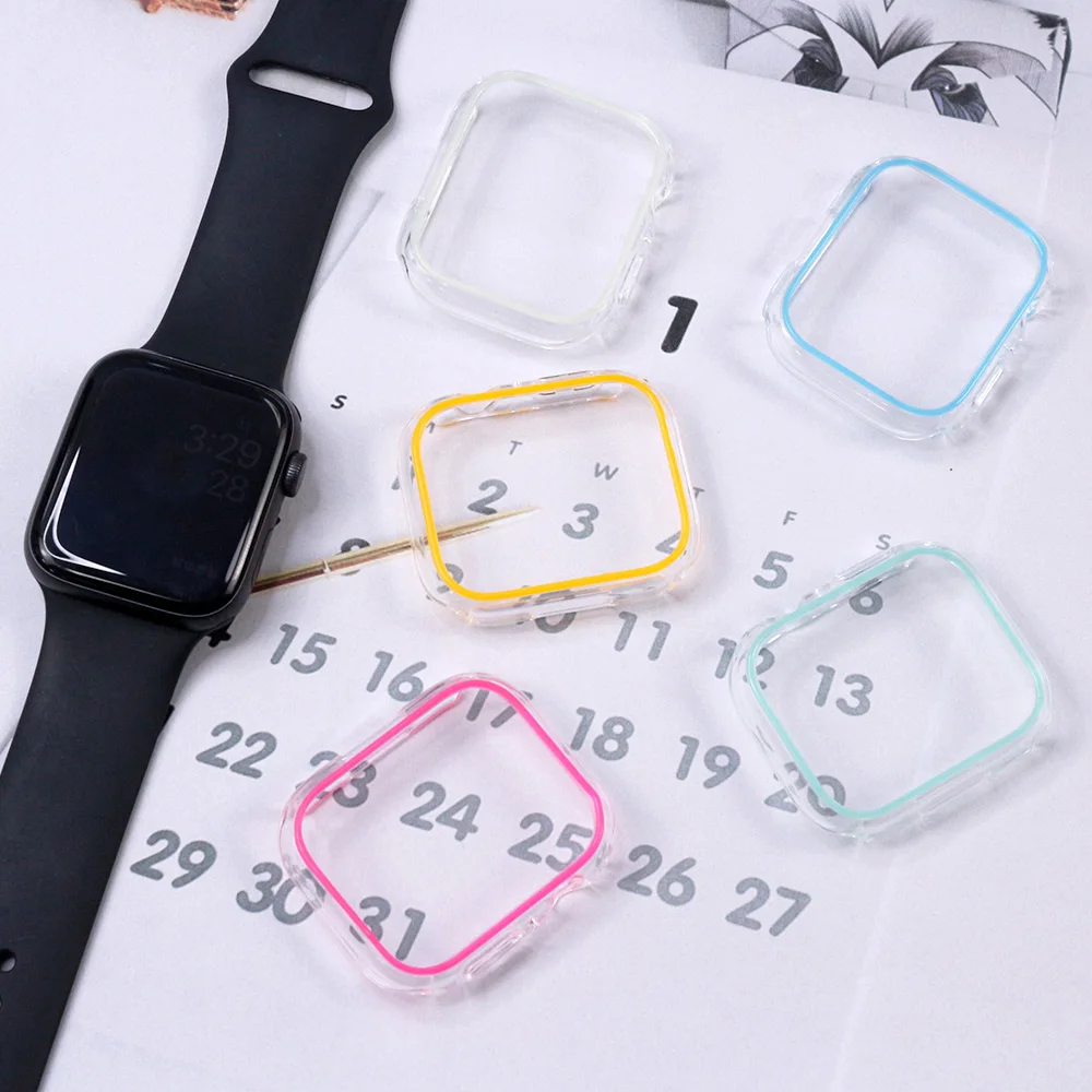 애플 워치 케이스용 발광 커버, PC 범퍼 보호 프레임, 울트라 49mm, 45mm, 44mm, 41mm, 40mm, 아이워치 9, 8, 7, 6, 5, SE 액세서리