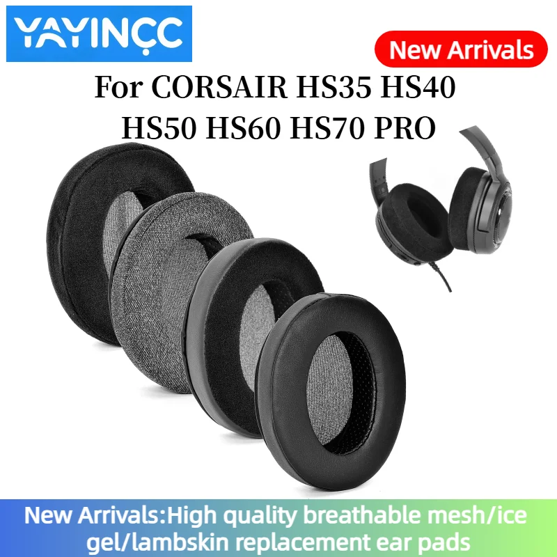 YAYINCC Soft Foam Protein Leather Ear Pads Compatible For CORSAIR