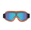 Lunette de Motocross rétro pliables en cuir Vintage, coupe-vent respirant