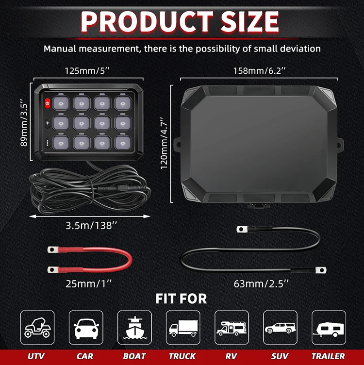 COLIGHT 12V 24V 12 Gang 8 Gangs Universal Led Switch Panel APP Control Adjustable RGB Colors Brightness Multifunction for Car