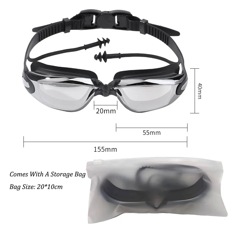 Professional Swim Goggles Plating Anti Fog Swimming Pool Eyewear Men Women Waterproof Water Sports Glasses Conjoined Earplugs 6