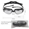 Professional Swim Goggles Plating Anti Fog Swimming Pool Eyewear Men Women Waterproof Water Sports Glasses Conjoined Earplugs 6