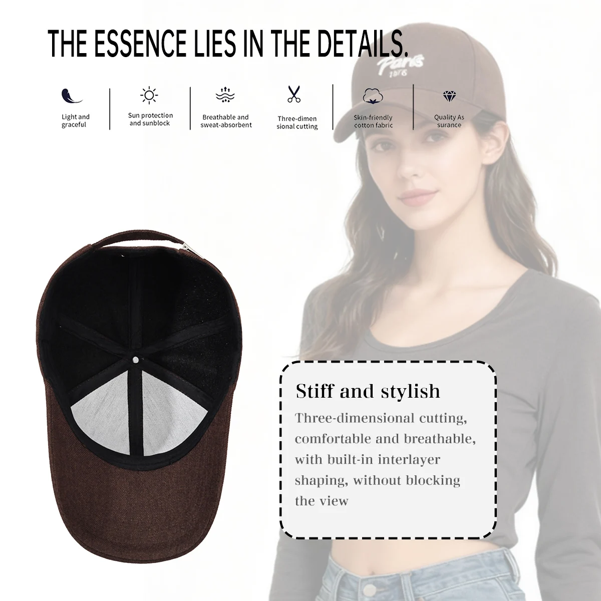 Wide-Brimmed Baseball Cap with a Large Head Circumference, Versatile Hard-Top Cap for Women, Enlarged and Deepened Duckbill Cap for Men with Large Faces, Makes the Face Look Smaller