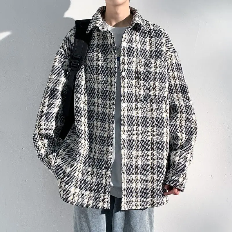2023 Autumn Winter KPOP Fashion Style Harajuku Slim Fit Tops Loose All Match Casual Outerwear Square Neck Button Pockets Jacket