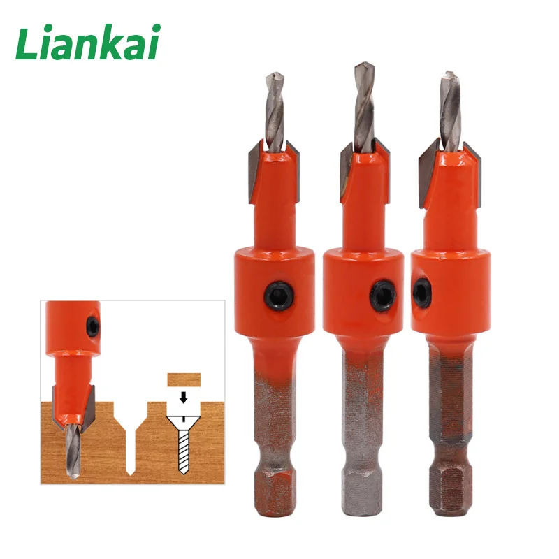 1pc 1/4" Hex Shank Countersink Drill Bit Set Router Bit For Woodworking