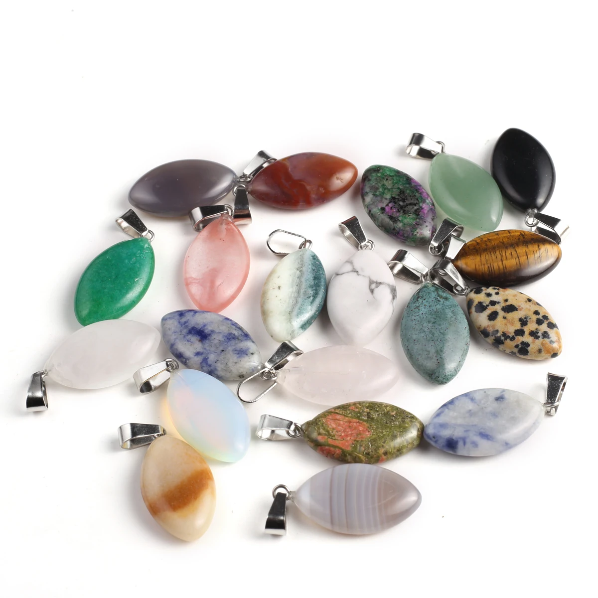

5pcs Horse's Eye Pendant Natural Stone Tiger Eye Green Aventurine Random color charms for Jewelry Making DIY Necklace Earrings