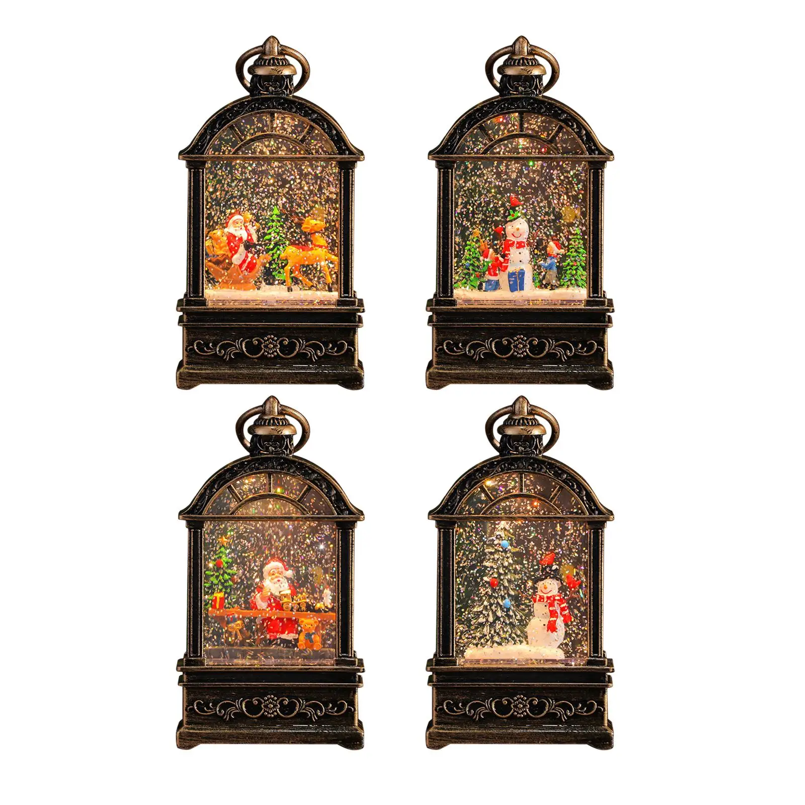 Christmas Musical Snow Globe Lantern for Christmas Decoration,