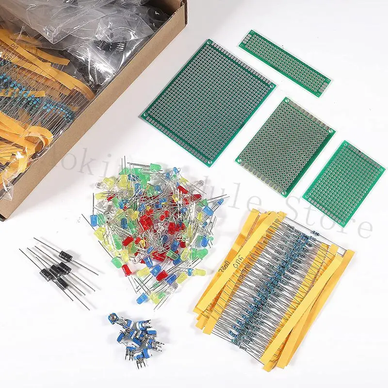 Minidodoca 2038-Piece Electronic Component Kit - Resistors, Capacitors, LEDs & ICs For DIY Projects