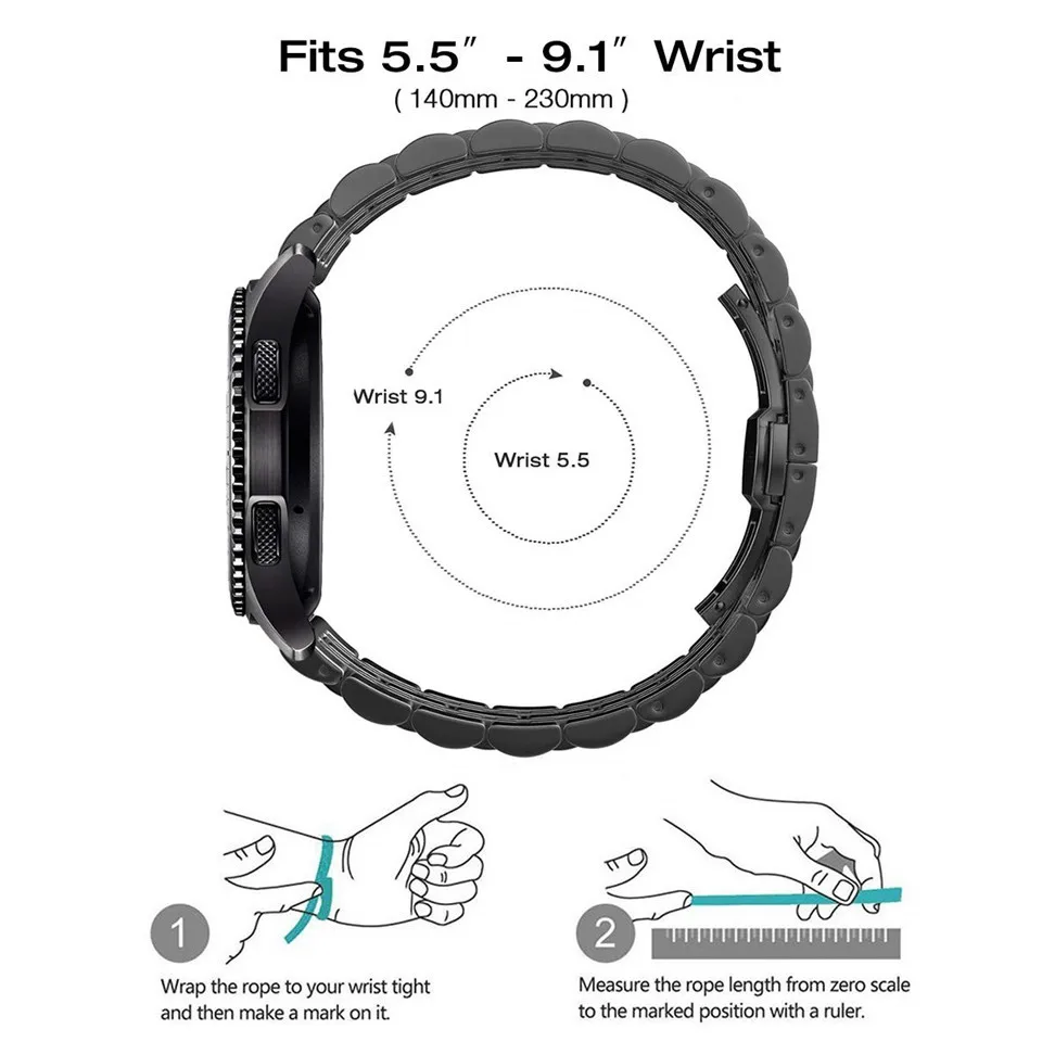 Universal 22mm Stainless Steel Metal Watch Strap - Premium Quality