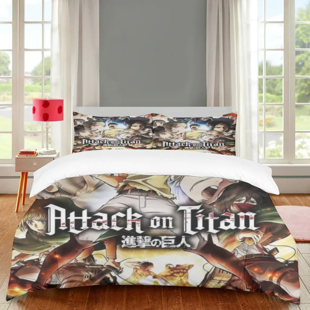 

Wings Of Liberty Attack on Titan Retro Japanese Anime Cartoon Bedding Set Comforter Double Bedding Quilt Covers Duvet Cover