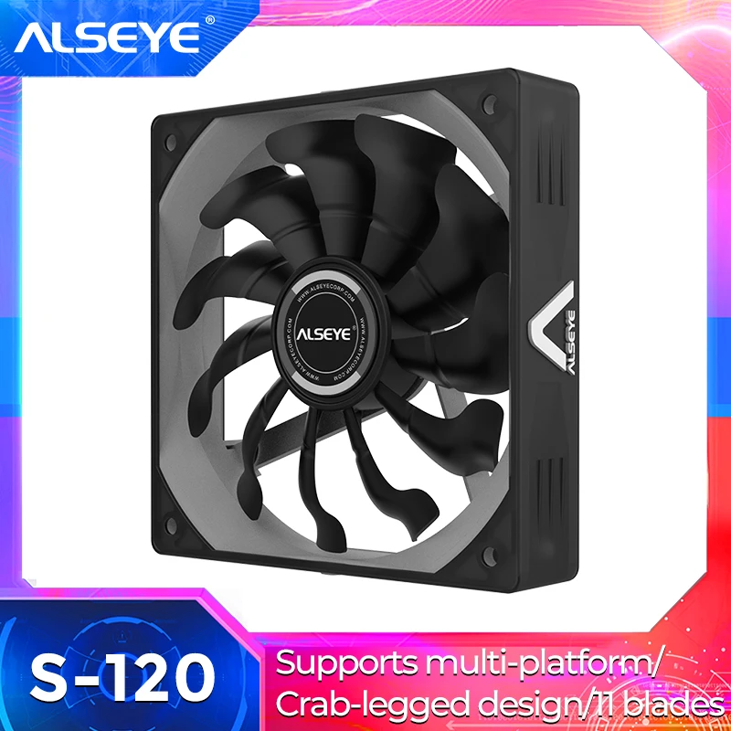 Alseye-ventilador de 120 mm para pc Refrigerador de Fluxo de ar Alto 12v Pinos para Caixa de pc Cpu Refrigeração a Água