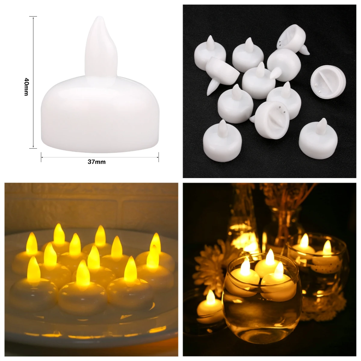 Battery Floating LED Candles Romantic Warm White Light 6