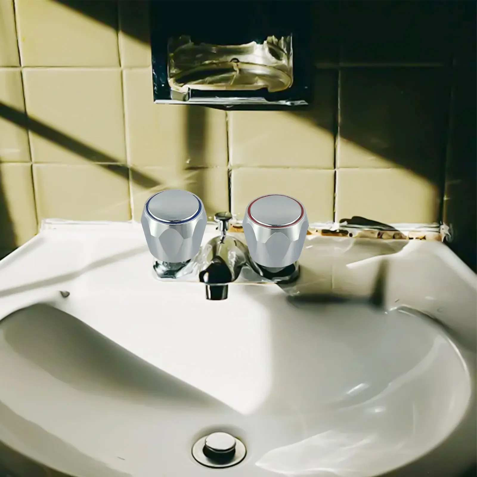 Bathroom Faucet Handle Faucet Handle Plastic Material REPLACEMENT TOP HEAD COVERS 2PCS For Hot Cold