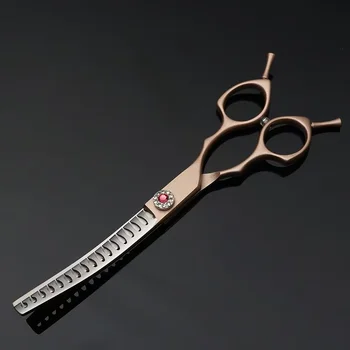 7 inch Dog Curved Chunkers Shears Curved Thinning scissors Stainless Steel Dog Grooming Scissors Special Designed For Pet 3