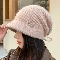 Winter new hat for women, autumn and winter Western style knitted hat, double-layer thick cold proof toe cap 1