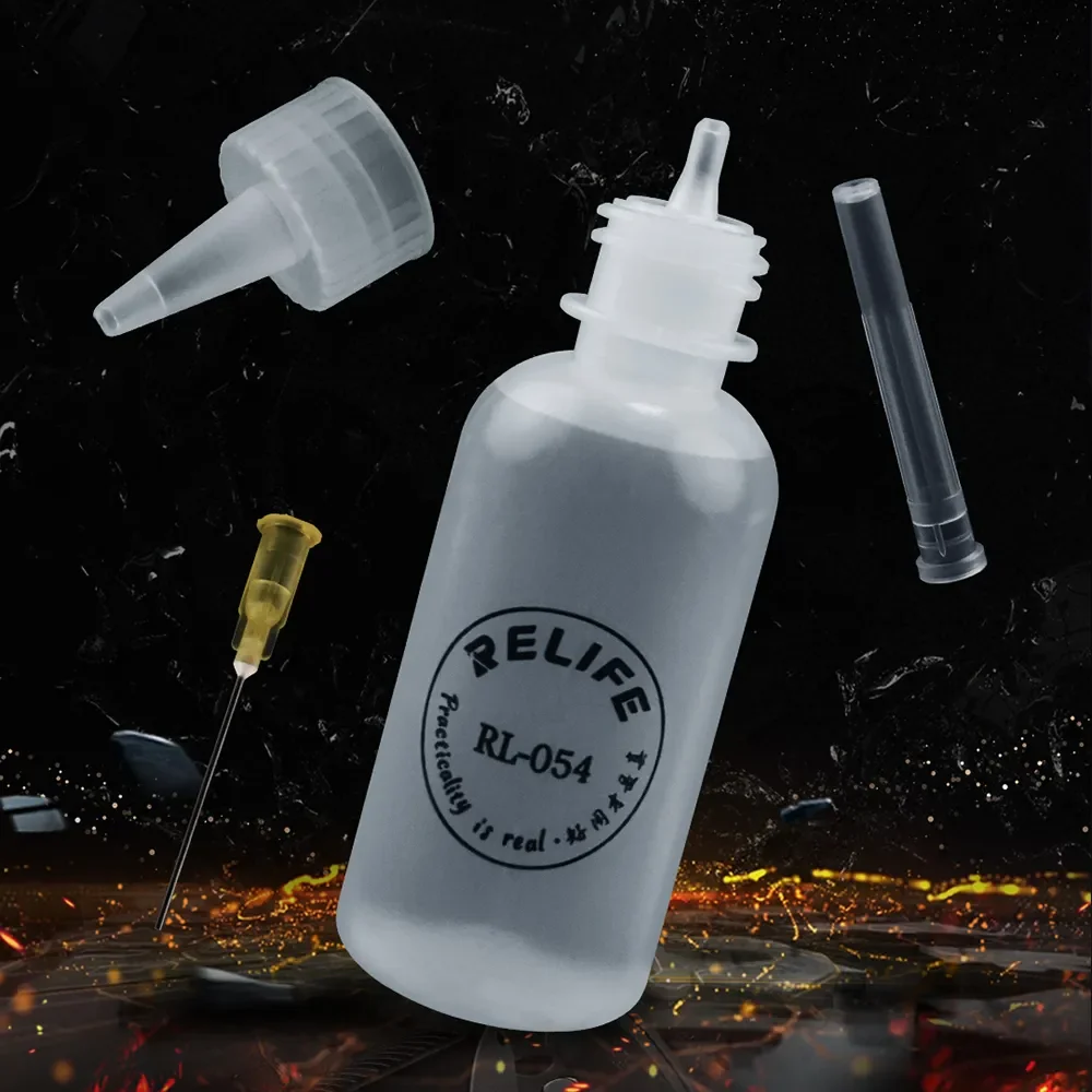 Relife RL-054 Solder Flux Paste Resin Tools Empty 50ML Liquid Plastic Alcohol Bottle Perfume Bottle with Needle Tip Repair