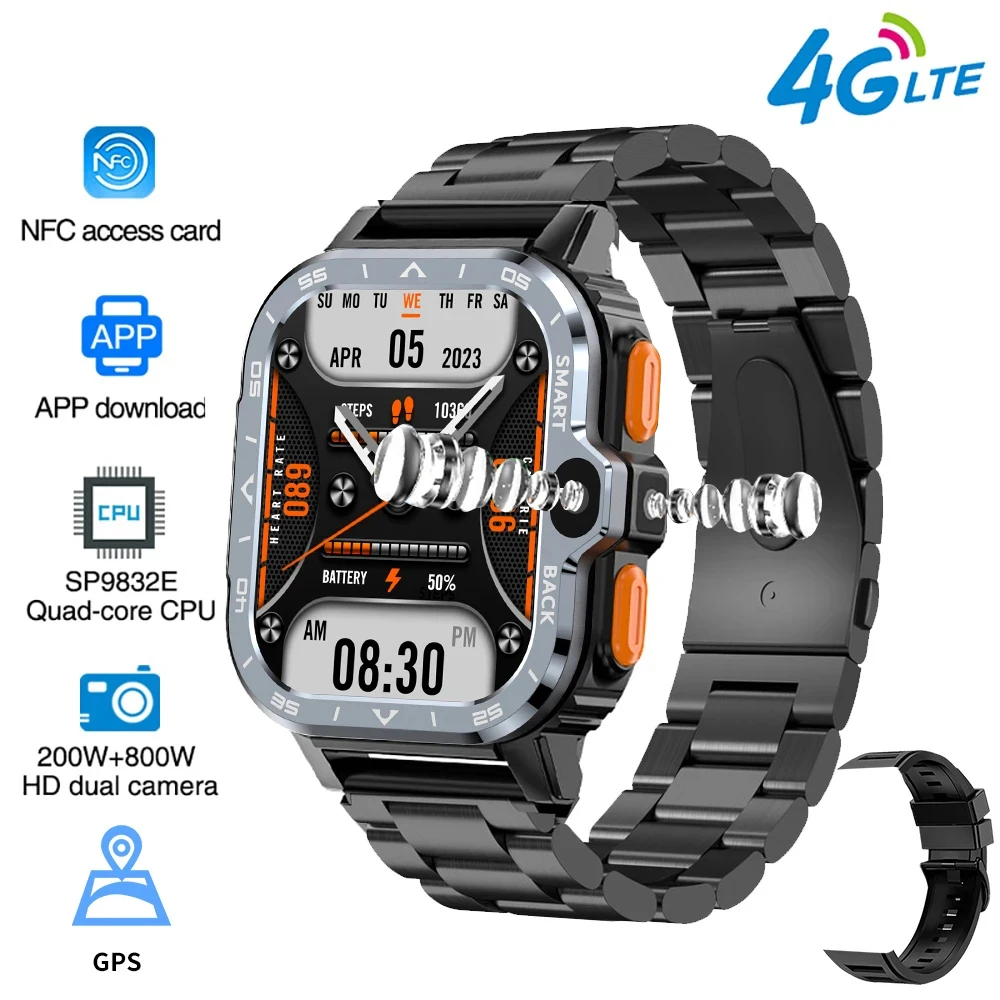 VALDUS PGD أندرويد ساعة ذكية للرجال GPS 16G/64G ROM تخزين HD كاميرا مزدوجة NFC 4G 5G بطاقة SIM WIFI ساعة إنترنت سريعة لاسلكية