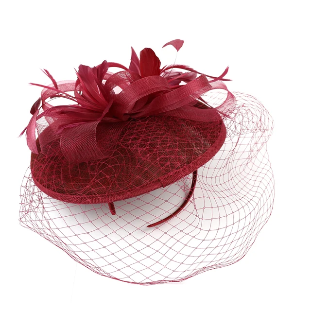 Women Feather Fascinator Hat Flower Headband with Clip，Ladies’ Cocktail Tea Party Kentucky Derby Jockey Club Hair Accessories 2