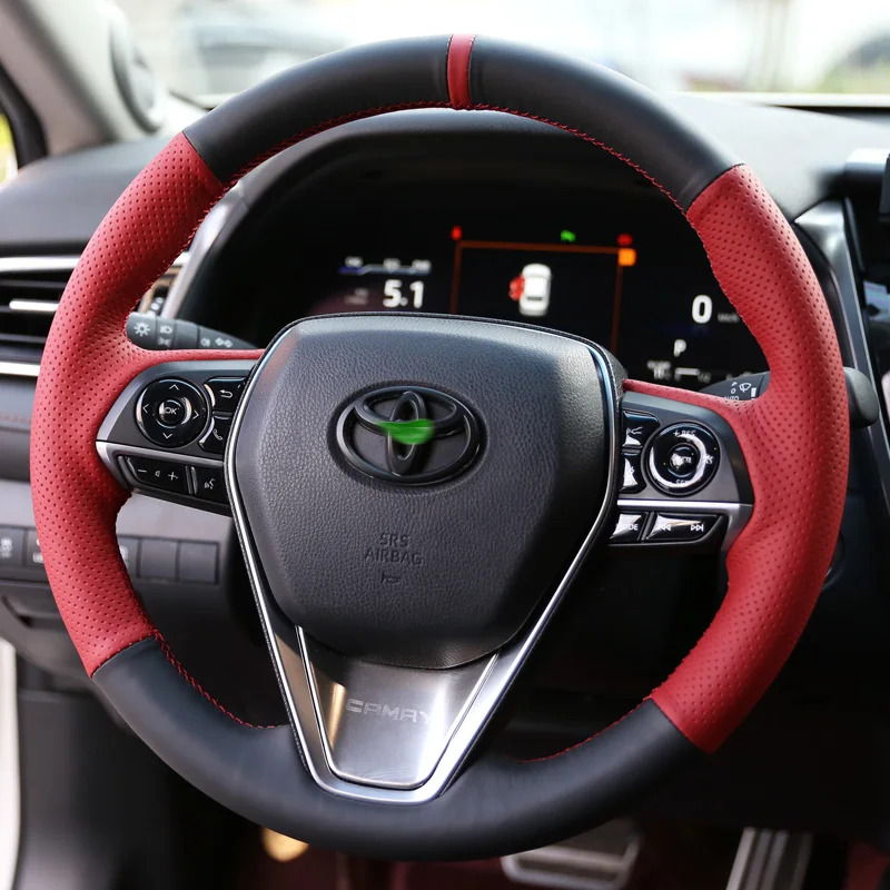 

Customized Hand Sewing Car Steering Wheel Cover for Toyota Corolla Avalon Highlander RAV4 Camry Car Genuine Leather Accessories