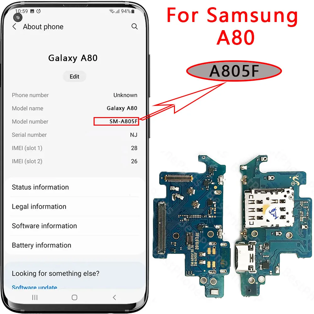 Universal USB Charging Port Board with Dock Connector and Flex Cable
