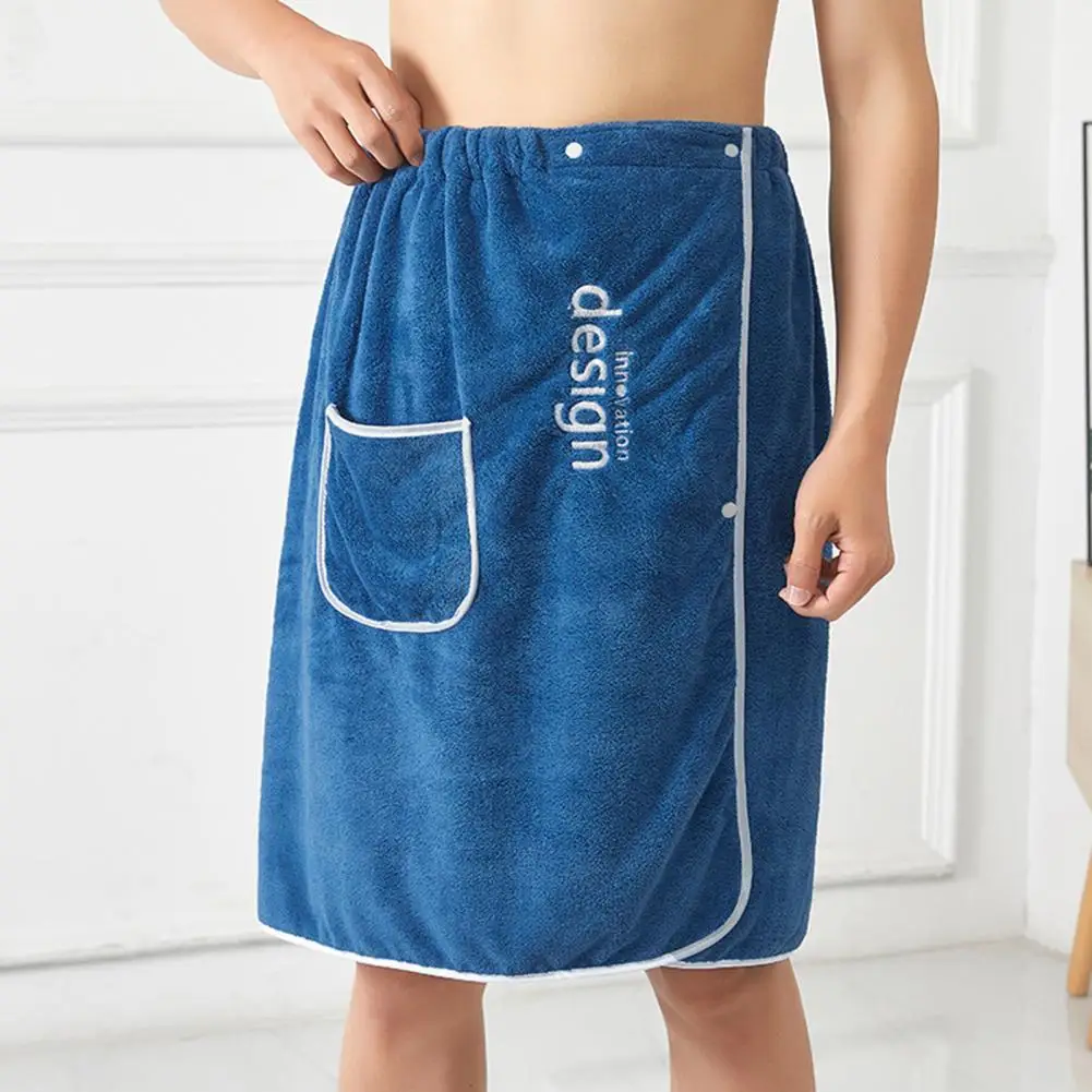 Soft Absorbent Men Towel Quick-drying Towel for Men Quick Dry Men's Bath Wrap with Secure Buckle Pocket for Gym Spa Sauna bath towel