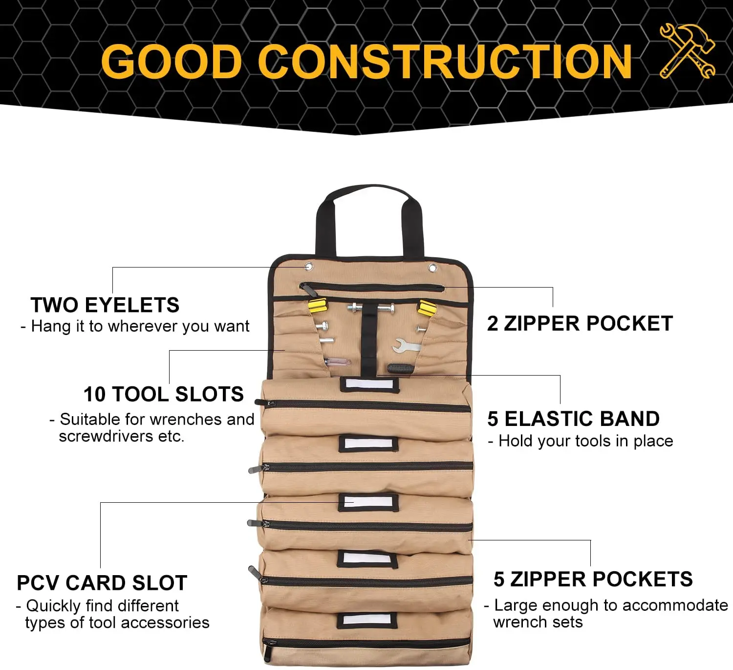 Rolling Tool Bag Canvas Roll up Tool Bag Multi Pockets Organizer Roll Up Tool Pouch for Motorcycle Electrician Carpenter Plumber trolley tool box