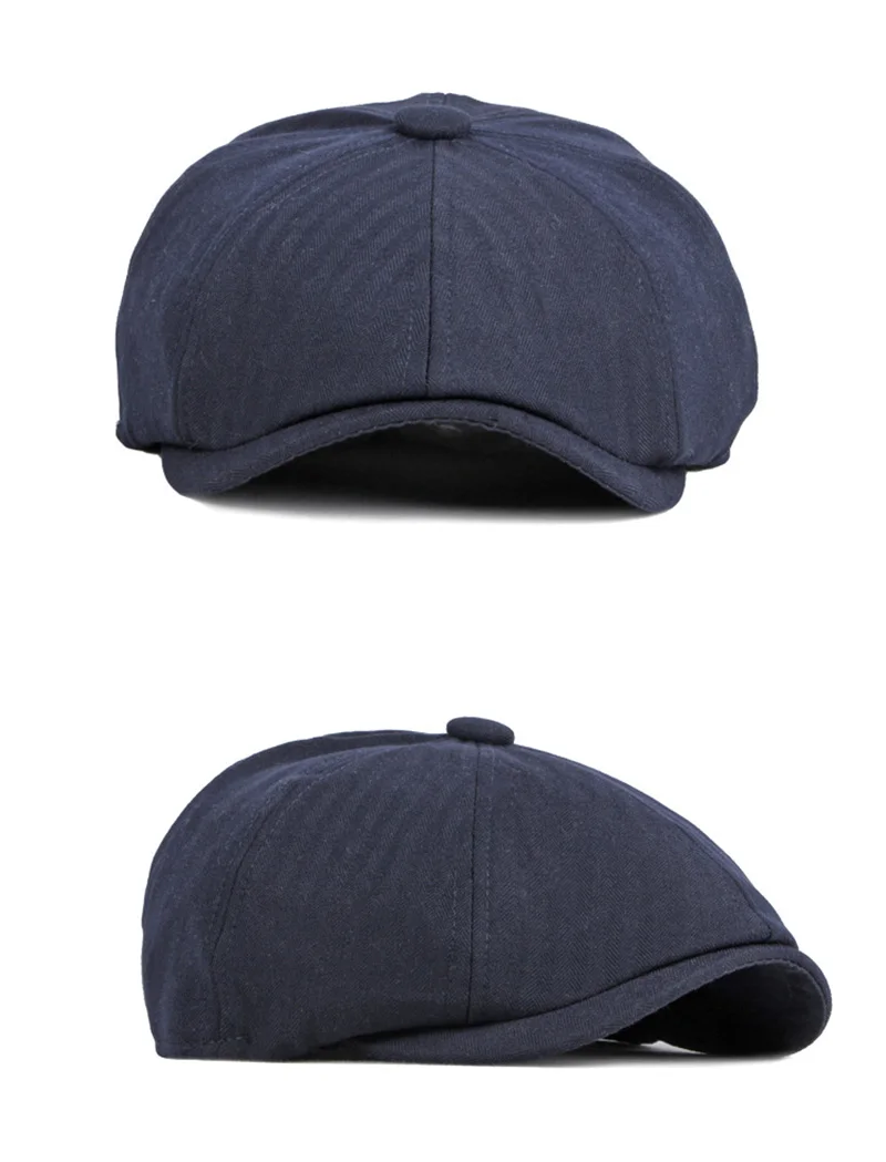 Casual Achteckige Hüte Für Männer Solide Acht-klinge Berets Frühling Sommer Newsboy Caps Frauen Maler Hut Baumwolle Fischgräten Flache kappe – Detail 6