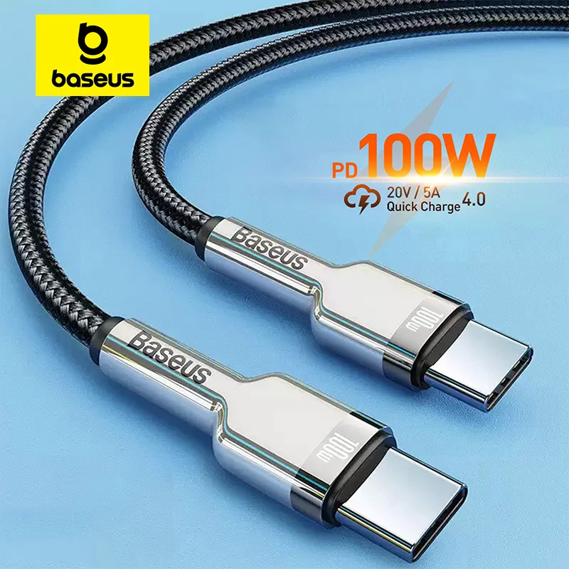 Baseus 100W USB C to USB Type C Cable for MacBook Pro QC 4.0 PD USB C Fast Charger Cable for Xiaomi Redmi For iPhone 15 Plus Pro