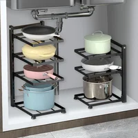 Kitchen Organizer Rack Adjustable Pot Cabinet Rack Holder Multi-layer Home Frying Pan Holder Pot Bowl Storage Racks Dropshipping 1
