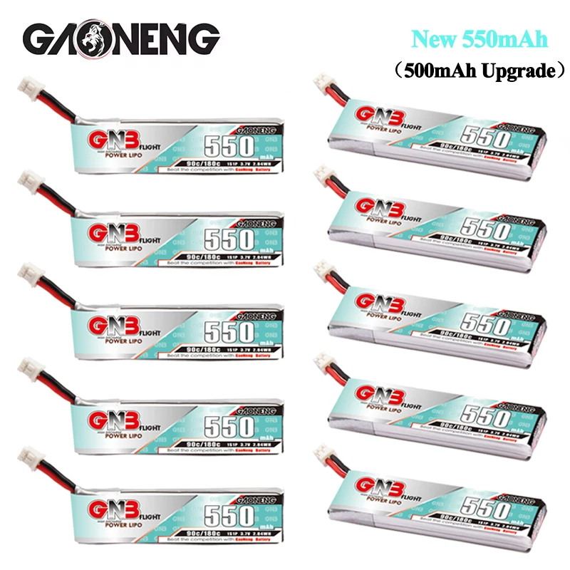 GNB 1S 3.7V 550mAh 90C/180C Lipo Battery With PH2.0 Plug For TINY8X Blade Inductrix FPV QX2 120S Beta75S BetaFPV Drone Parts