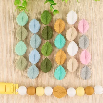 Kovict 50/100/200Pcs Silicone Beads New Mini Leaf Beads DIY Pacifier Chain Necklace Accessories Care Teether Product Baby Toys 2