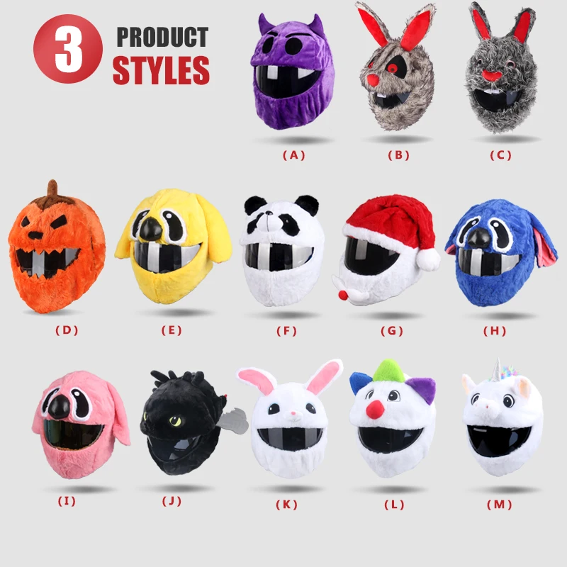 Cartoon Bunny Plush Motorcycle Helmet Cover - Full-Face Protection Headgear