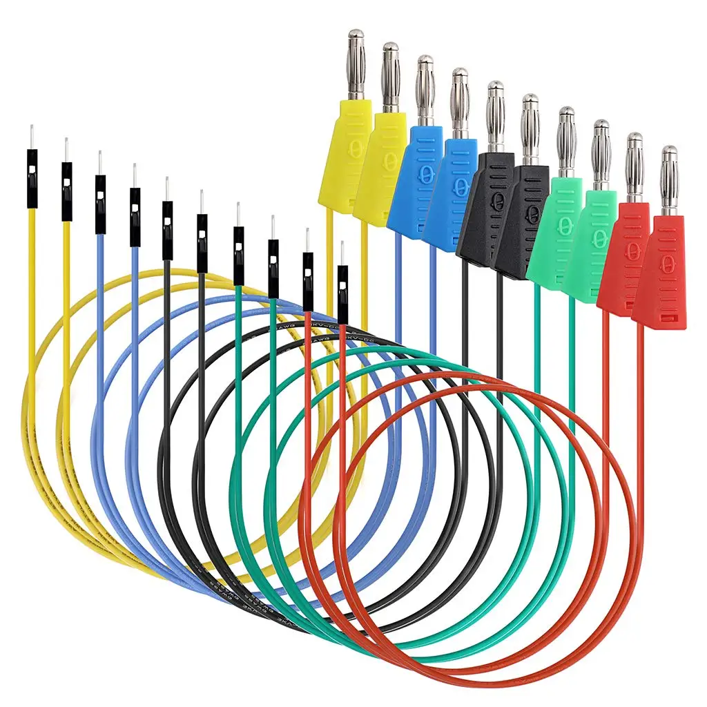 10pcs Banana Plug to Breadboard Male Jumper Wires Soft Flexible Silicone Test Leads for Electrical Testing
